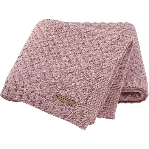 mimixiong Baby Blanket Knitted Soft Swaddling Receiving Baby Blankets for Crib Stroller Nude Pink 40x30 Inches…