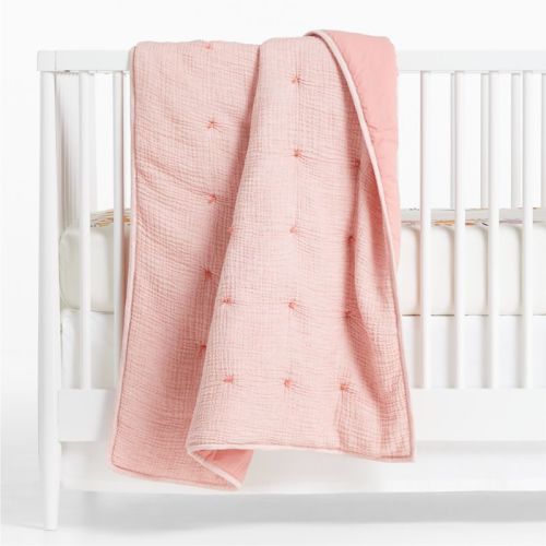 Aire Washable Pink Baby Crib Hand-Quilted Comforter