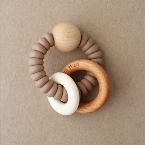 Dany Rattle Teether, Speckled Truffle