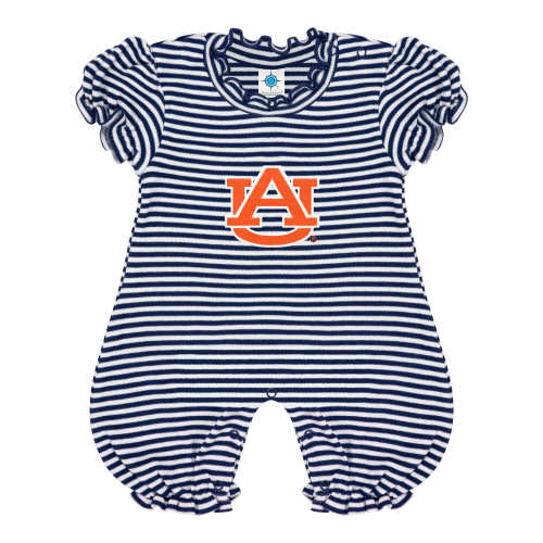 Auburn Tigers Stripe Puff Sleeve Romper | College Baby