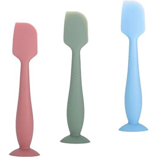 Baby Diaper Cream Spatula Applicator 3 Pack Soft Silicone Butt paste Spatula Diaper Cream Brush with Suction Cup Base (Red Green Blue.)