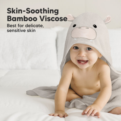 KeaBabies Cuddle Bamboo Viscose Hooded Towel - Hippo