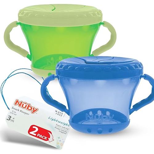 Nuby 2-Pack Snack Keepers, Blue and Green