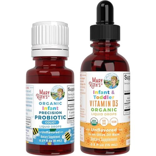 MaryRuth Organics Infant Precision Probiotics Colic & Vitamin D3 Drops | USDA Organic, Clean Label Project Verified® | Vitamins for Immune Support & Overall Wellness | Vegan, Non-GMO, Gluten Free