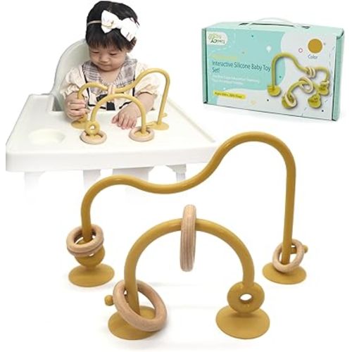 Gogzy - Parent-Child Interactive Silicone Baby Toy Set - Suction Cups Education Teething Toys for Infant Toddler Ages 6M+, BPA Free (Mango)