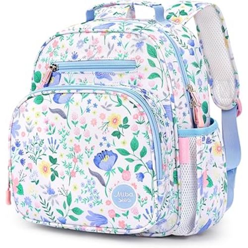 mibasies Toddler Backpack for Girls 2-4: Preschool Kindergarten Backpack - Cute Kids Backpacks for Girls - Floral Blue
