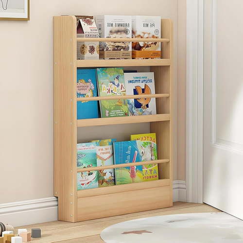 Behind The Door Bookshelf – Space-Saving, Wall-Mounted Wooden Storage Solution for Kids, Bedroom, Living Room & Nursery – Easy Installation, Natural Pine Wood Finish