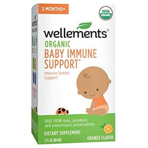 Wellements Organic Baby Immune Support Syrup, Orange Flavor, 2 Fl Oz, Free from Dyes, Parabens, and unecessary Preservatives