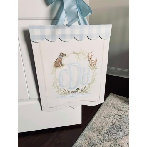 Southern baby boy or girl hunting deer duck dog door hanger. Artist Tree.Hospital door hanger. Baby nursery door hanger. Baby nursery decor.