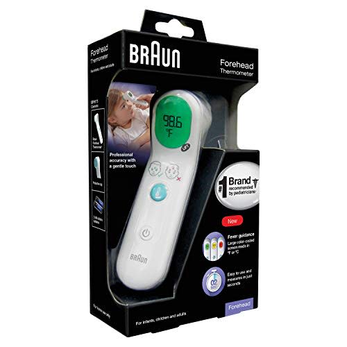 Braun Forehead Thermometer - Digital Thermometer with Professional Accuracy and Color Coded Temperature Guidance - Thermometer for Adults, Babies, Toddlers and Kids