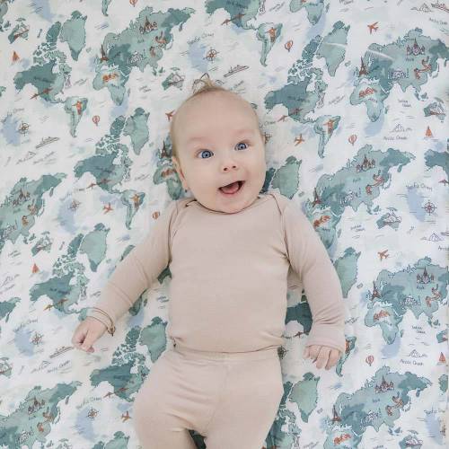 World Map Oh So Soft Muslin Crib Sheet