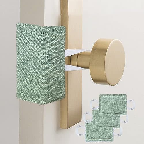 Baby Quiet Door Closer Silencer Cushion, Door Latch Cover Prevent from Locking Noise Reduce for Light Sleepers, Dogs, Cats, Children - 4 x 3 inches, Green, Pack-3