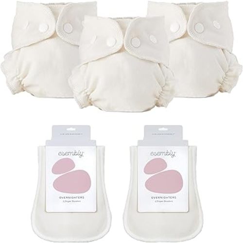 Esembly Nighttime Diapering Bundle | Cloth Diaper Inners (3-Pack) and Overnighters (4-Pack)