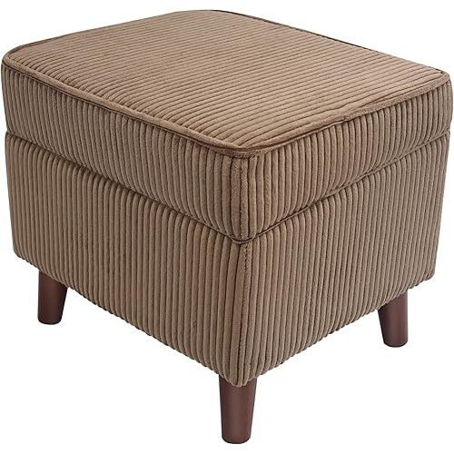 Storage Ottoman with Adjustable Lid, Soft Step Stool, Footrest and Seat, Ottoman Foot Rest for Living Room, Bedroom, Dorm, Brown