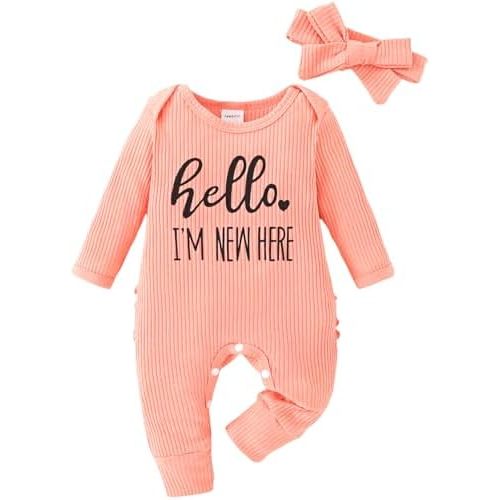 Yvowming Newborn Baby Girl Fall Winter Outfits Clothes Knit Romper Coming Home Outfit for Baby Girl