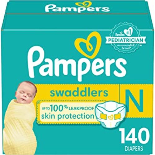 Pampers Swaddlers Diapers Size 0, 140 Count - Newborn Disposable Diapers