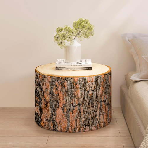 Johnear Large Pouf Ottoman Stuffed Round Poufs Funny Wood Log Trunk Ottomans for Living Room Foot Rest Footstool for Under Desk