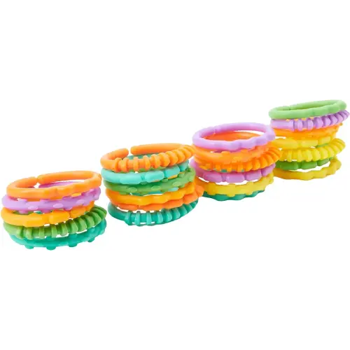 Bright Starts Lots of Links Rings Toys for Stroller or Carrier Seat, BPA-Free, Ages 0 Months Plus, Multicolor, 24 Count