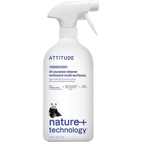 ATTITUDE All Purpose Cleaner, EWG Verified Multi-Surface Products, Vegan, Naturally Derived Multipurpose Cleaning Spray, Lavender, 27.1 Fl Oz