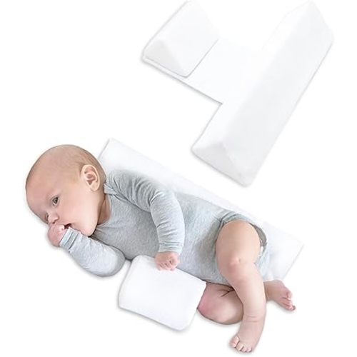 Wedge Pillow for Newborns Adjustable 45-Degree provides front and back support for a comfortable sleep experience,Removable and Washable (White)