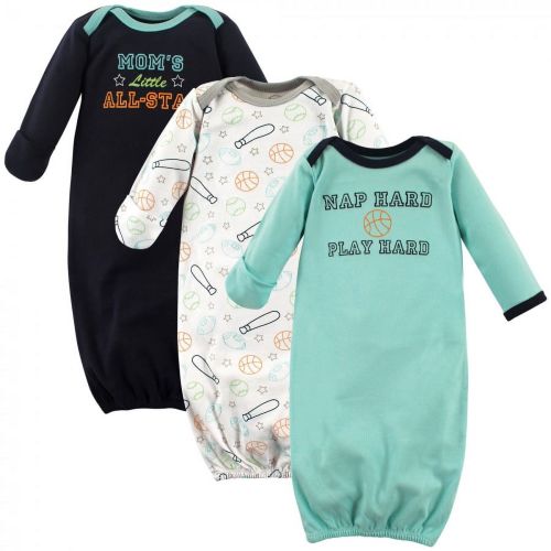 Luvable Friends Baby Boy Cotton Long-Sleeve Gowns 3pk, Sports, 0-6 Months