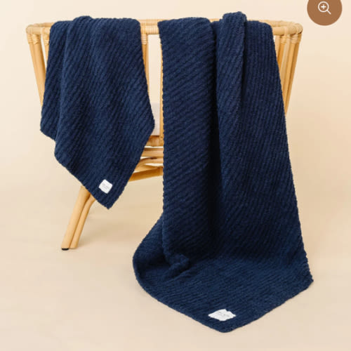 Chenille Blanket - Navy - Small & Large