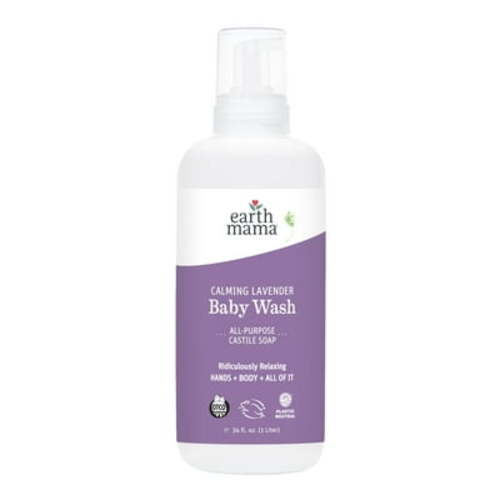 Earth Mama Organics Calming Lavender Baby Wash for Sensitive Skin, Infant & Child, 34 fl oz. (1L)