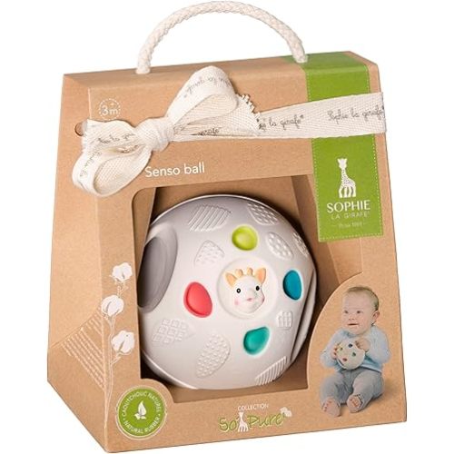 Sophie la girafe - So’Pure Senso’Ball - Natural Rubber Sensory Toy - Ergonomic Lightweight Textures - Development Toy for Babies and Newborns - White