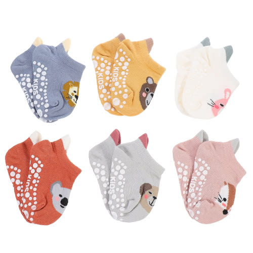 6 Pairs Baby Socks Infant Cotton Low-cut Calcetas Antideslizante Para Bebe White for Boys 0-6 Months Preemie