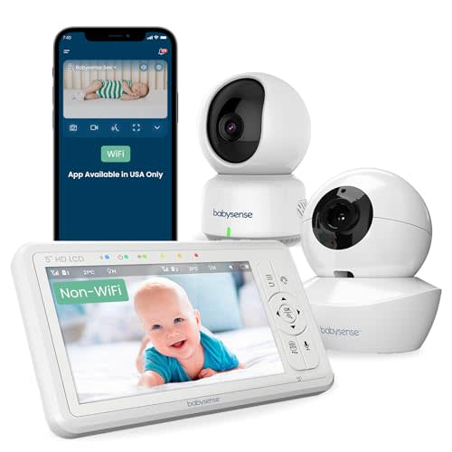Babysense Baby Monitors Bundle - 2.4GHz WiFi Camera with App & Separate Non-WiFi Video Baby Monitor with Camera and Audio (Products Don't Connect/Pair with Each Other)