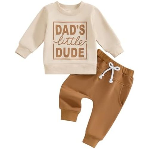 ZAXARRA Toddler Newborn baby boys Fall Outfits Long Sleeve Letter Print Sweatshirt Tops Pocket Pants Casual Clothing Sets