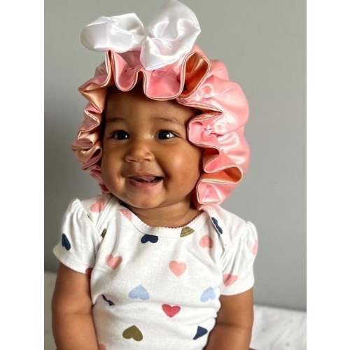 Child’s Super Soft Double Satin Lined Bonnet | Baby Stretch Bonnet | Secured Fit | Kids Satin Bonnet | Bonnet with Bow | Frozen Blue