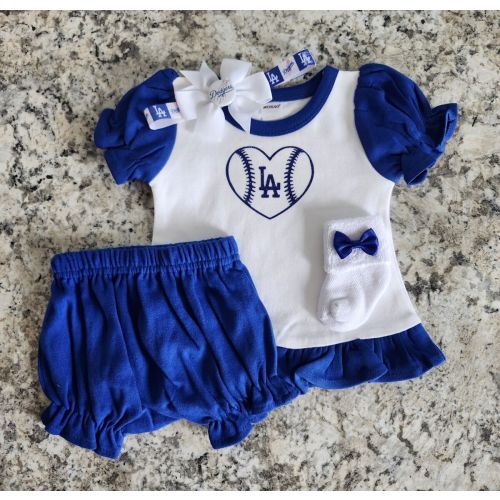 Dodgers baby/toddler girl outfit Dodgers take home LA baseball baby gift