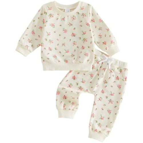 Mubineo Toddler Baby Girl Clothes Cute Long Sleeve Sweatshirt Sweatpant Outfits Fall Winter Tops Pant Outfit Sweatsuit