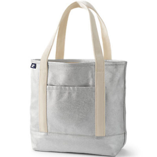 Medium Coated Metallic 5 Pocket Open Top Canvas Tote Bag | Lands' End