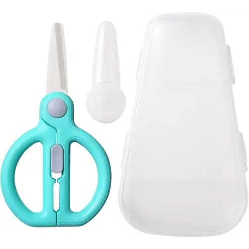 Baby Food Scissors Kids with Case Travel, Ceramic Kitchen Scissors for Food with Safety Lock, Baby Food Cutter (D)