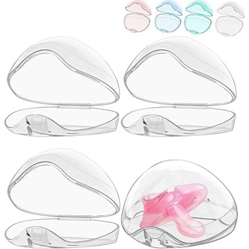 Smlpuame Pacifier Case,4 Pack BPA Free Pacifier Holder Case,Transparent Container Box for Baby Binky(Not Included),Essential Pacifier Accessories,Alway Keep Paci Clean,Easy to Clean(Transparent)