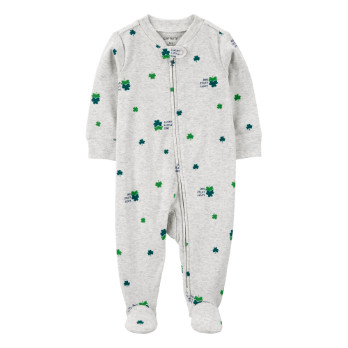 Baby St. Patrick's Day 2-Way Zip Cotton Sleep & Play Pajamas - Grey - Carter's | Carter's