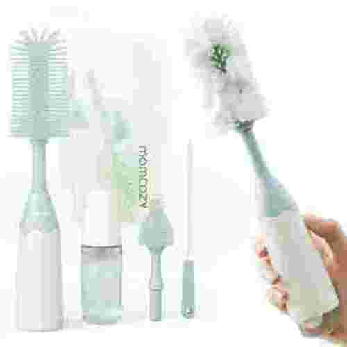 Momcozy Portable Bottle Brush Set - Baby Bottle Cleaner Kit with Silicone Brush, Nipple Brush, Straw Brush, Soap Dispenser, Drying Rack - 6 in 1 Bottle Cleaning Tool for Home and Travel