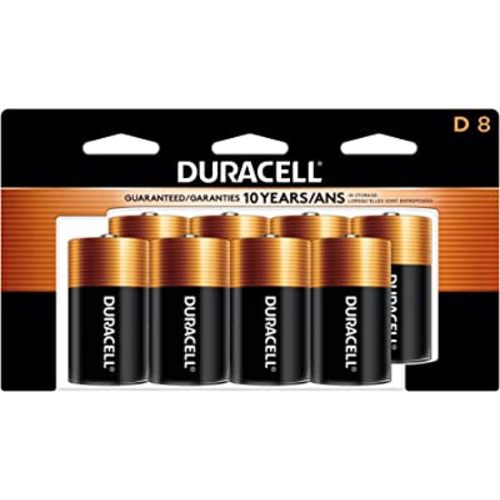 Duracell Coppertop D Batteries, 8 Count Pack, D Battery with Long-lasting Power, All-Purpose Alkaline D Battery for Household and Office Devices