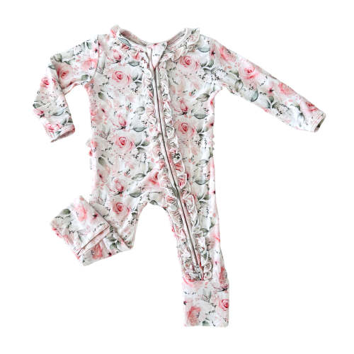 Rosy Ruffle Zip Footie