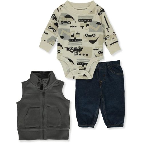 Carter's Baby Boys 3 Piece Little Jacket Set - 6 Months - Multi Trucks Grey