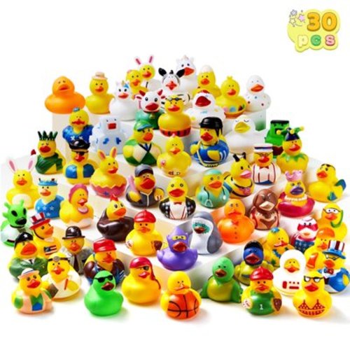 SYNCFUN 30 Pcs Rubber Ducks, Random Assortment Mini Rubber Duckie Toys for Kids Baby Bath Pool Toys, Christmas & Birthday Gifts, Party Favors for Halloween, Easter Egg Fillers