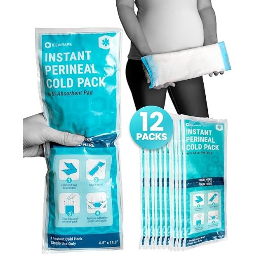 ICEWRAPS Instant Postpartum Pads for Women After Birth - Perineal Ice Packs for Postpartum Care - 12 Individually Wrapped for Your Postpartum Essentials Kit