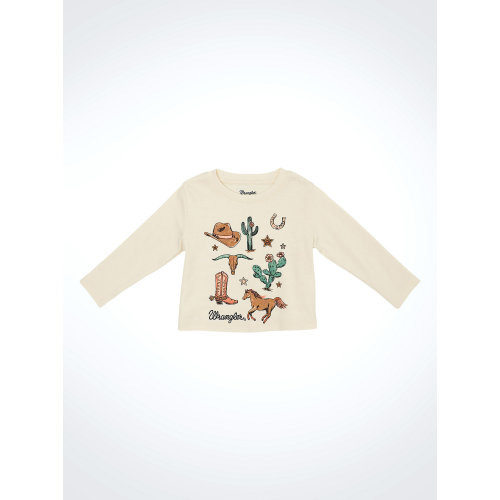 Little Girl's Western Graphic Long Sleeve Tee | Wround-Up Event | Wrangler®
