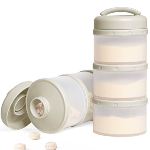 Termichy Stackable Formula Dispenser Portable Milk Powder Container, 2 Pack, Warm Grey