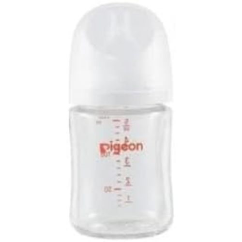 Pigeon Glass Nursing Bottle Wide Neck, Anti-Colic, Streamlined Body, Natural Feel, Easy to Clean, Heat-Resistant, 5.4 Oz, Includes 2pcs SS Nipples (0m+)