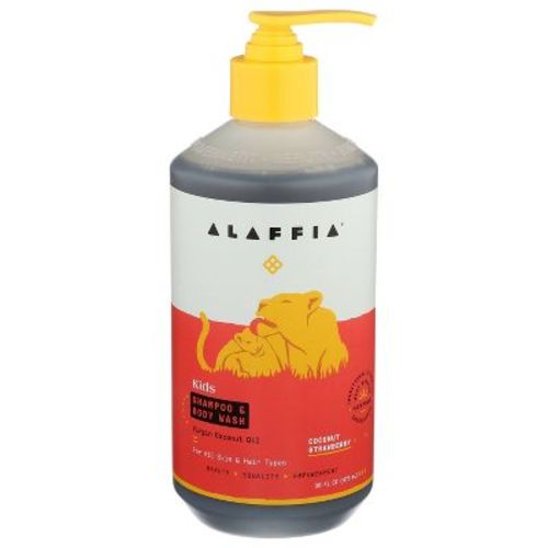 Alaffia Everyday Coconut Baby & Kids Shampoo & Body Wash, Coconut Strawberry - 16 Fl Oz
