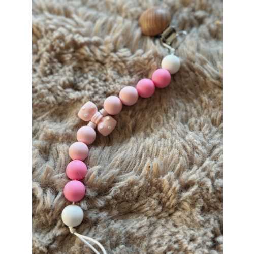 Pink bow pacifier clip