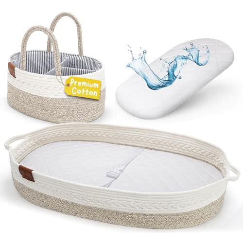 SwiftSleep Baby Changing Basket for Baby Dresser, Moses Baskets for Newborn, Baby Moses Basket Changing Basket for Dresser, Changing Pad Basket Changing Table Basket, Diaper Caddy (Grey)